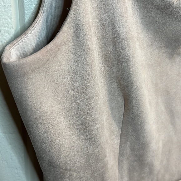 Alya Blush Pink Suede Scalloped A-Line Dress - Picture 4 of 7